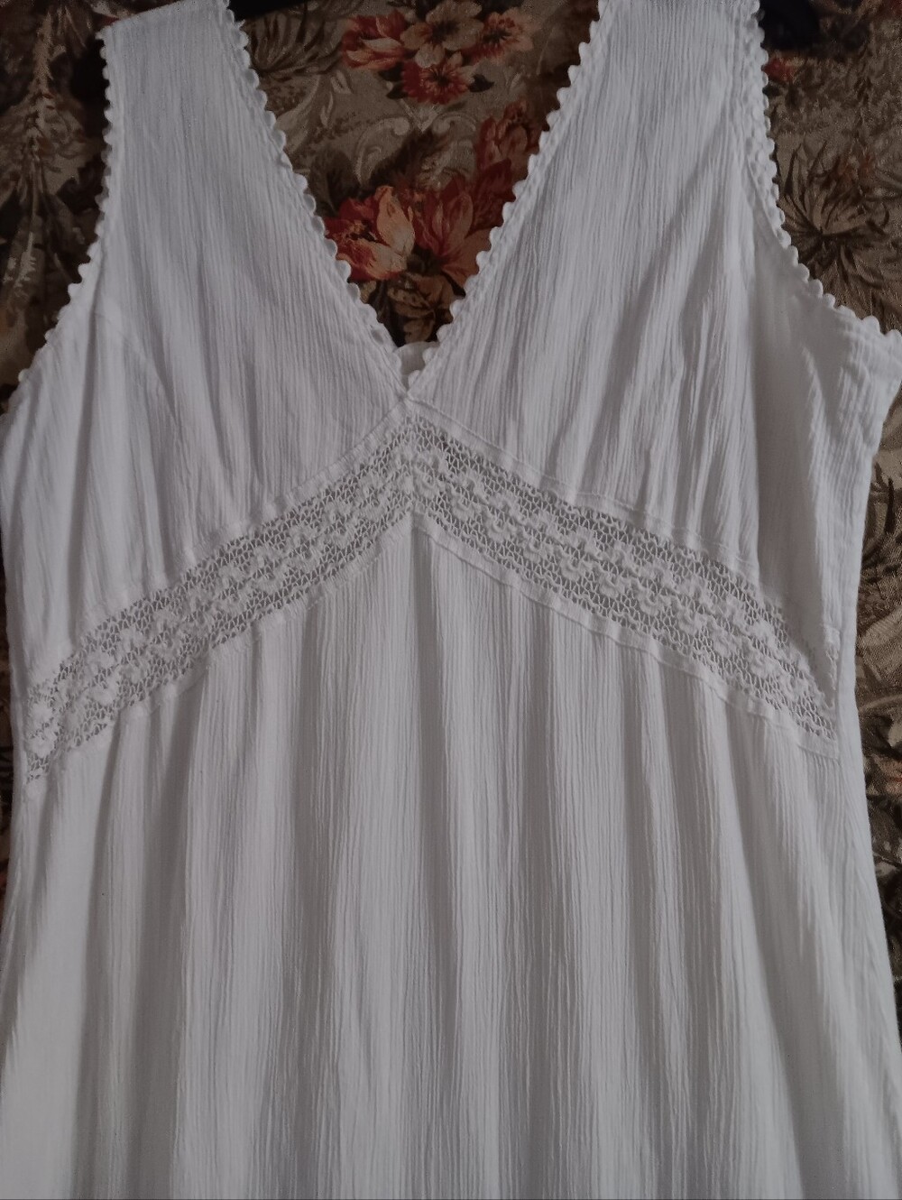 White Maxi Dress with Lace Trim - Women - Picture 2 of 4